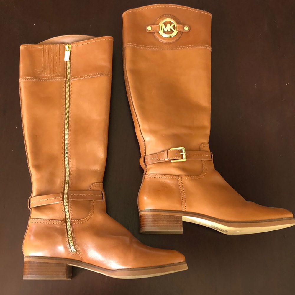 Michael Kors brown leather riding boots